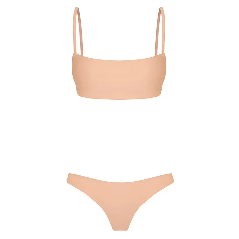 Женский бандажный комплект с пуш апом однотонный бразильский боди вышивкой