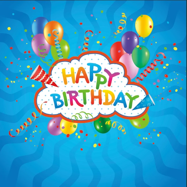 

8x8FT Blue Stripes Happy Birthday Balloons Ribbons Decors Ice Cream Custom Photo Studio Background Backdrop Vinyl 240cm x 240cm