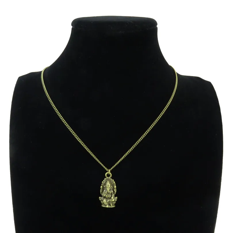 R1235 12 1 бронзовый сплав Faith Ganesha Ganesh кулон короткая цепь крупное ожерелье 18