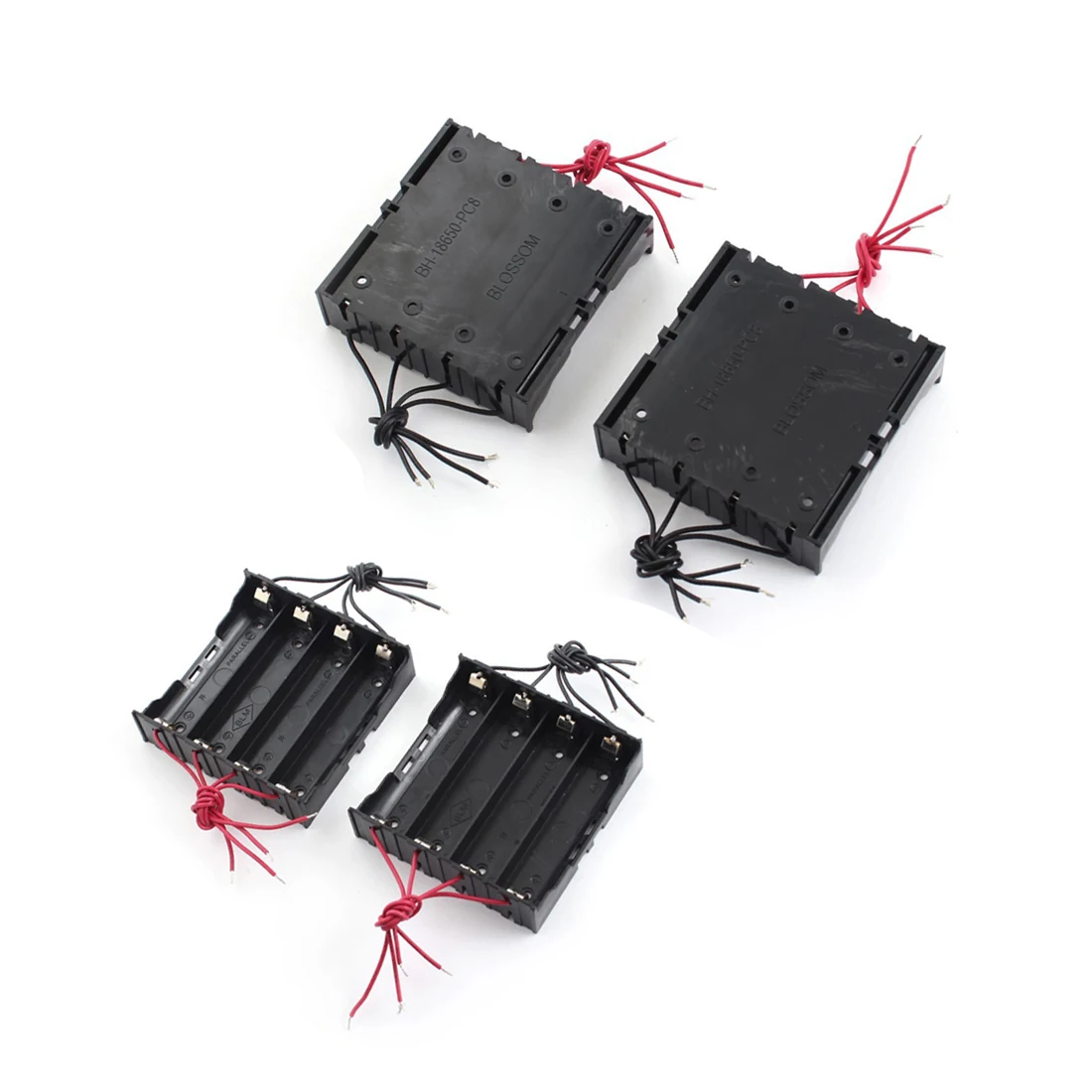 Wholesale5pcs*2 Pcs 11cm 8-Wires Black Plastic 4 x 3.7V 18650 Battery Holder Case |