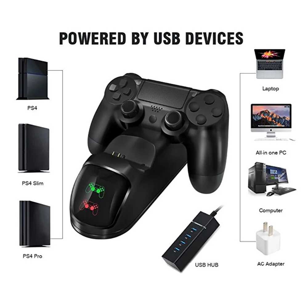 Для Sony PS4/PS4 тонкий/PS4 Pro контроллер Зарядное устройство док станция для зарядки с