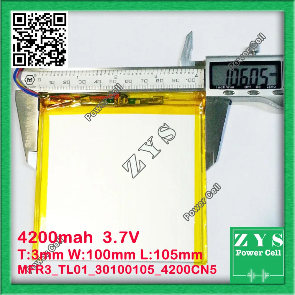 

30100105 3.7V 4200mah Lithium polymer Battery with Protection Board For PDA Tablet PCs Digital Products 5 pin Free Shipping