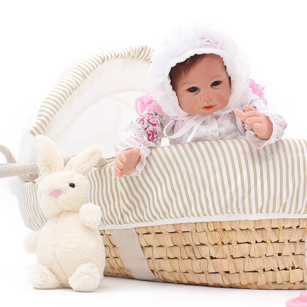 48cm 100% Comfortable boneca newborn lifelike baby reborn menina real silicone dolls and White hat for girls | Игрушки и хобби