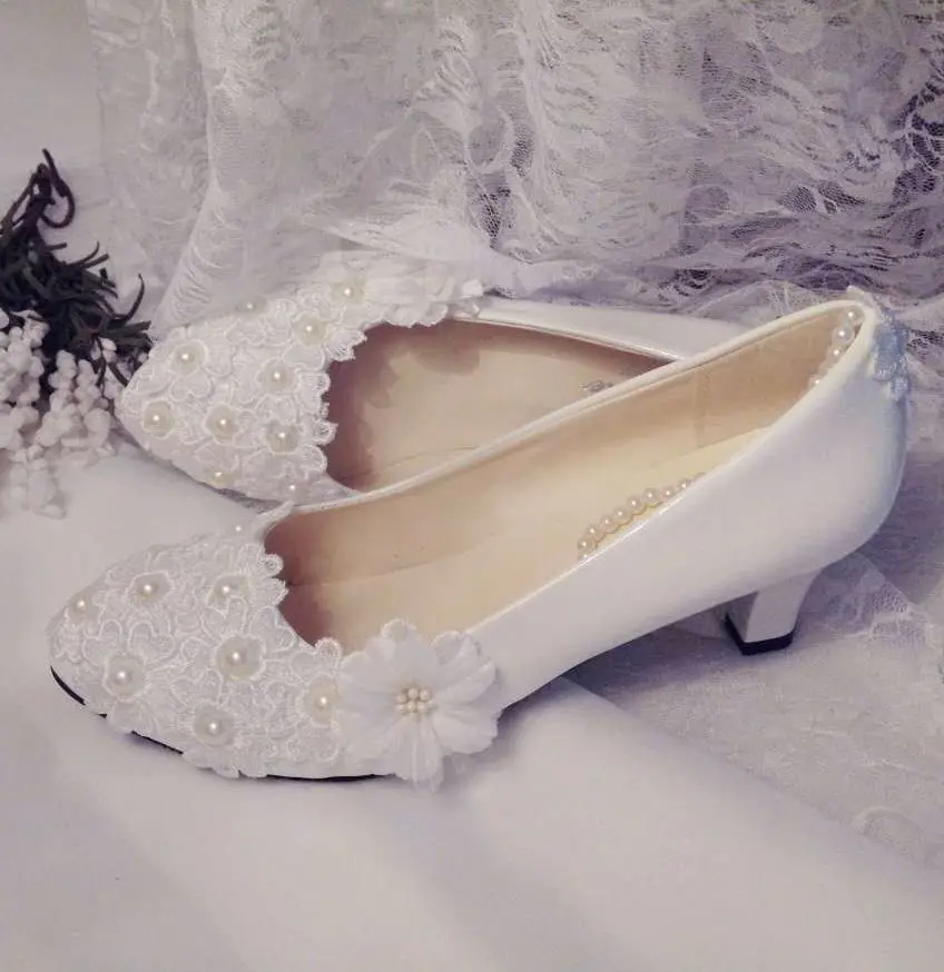 

Ivory laces wedding shoes woman med low high heel customized plus size ivory lace pearls brides wedding shoes bridal