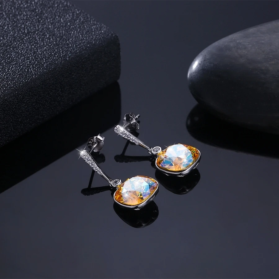 Malanda круглый благородный кристалл от Swarovski серьги висячие серьги из серебра 925 пробы для женщин модные серьги ювелирные изделия подарок