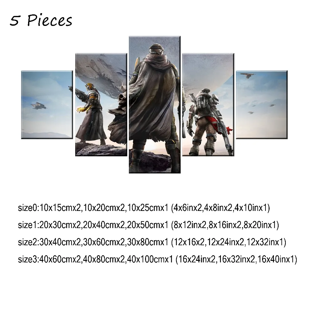 5 шт. игра Destiny Role Back Shadow Poster модульные художественные картины Современное украшение дома Холст Тип печати картина рамки