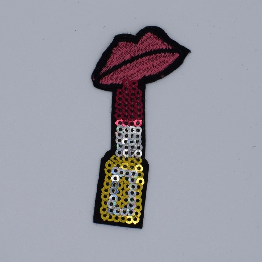 1 шт. вышитые накладки губная помада утюжок на пластырь шитье блёстках DIY одежда