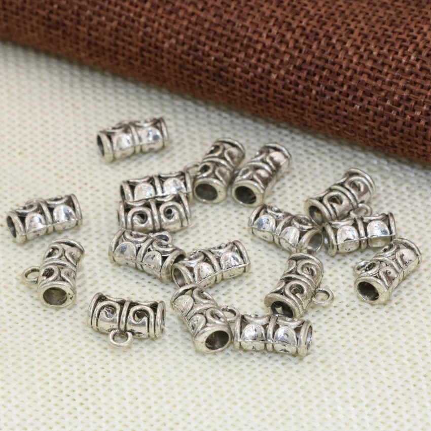 Free shipping charms Tibet silver-color 20pcs elegant tube shape accessories 11*5mm necklace/bracelets jewelry making B2529 | Украшения и