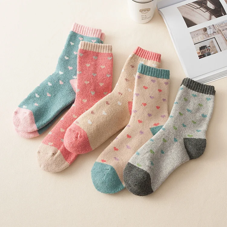 10 pieces = 5 pairs Winter new women socks thick small love wool socks hot  socks,high quality women socks