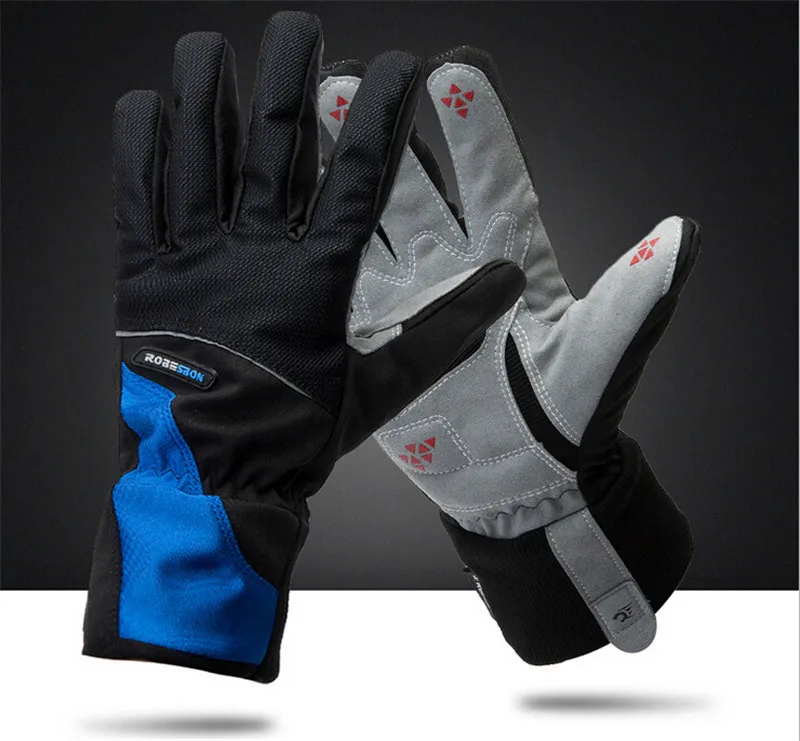 Зимние утолщенные велосипедные перчатки сохраняющие тепло водонепроницаемые