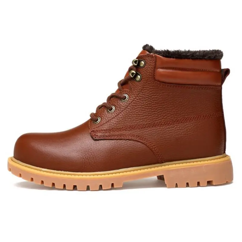 Coolcept Concise Men Real Leather Thick Fur Boots Lace Up Keep Warm Ankle Winter Outdoor Shoes Male Footwear Size 36-48 | Обувь