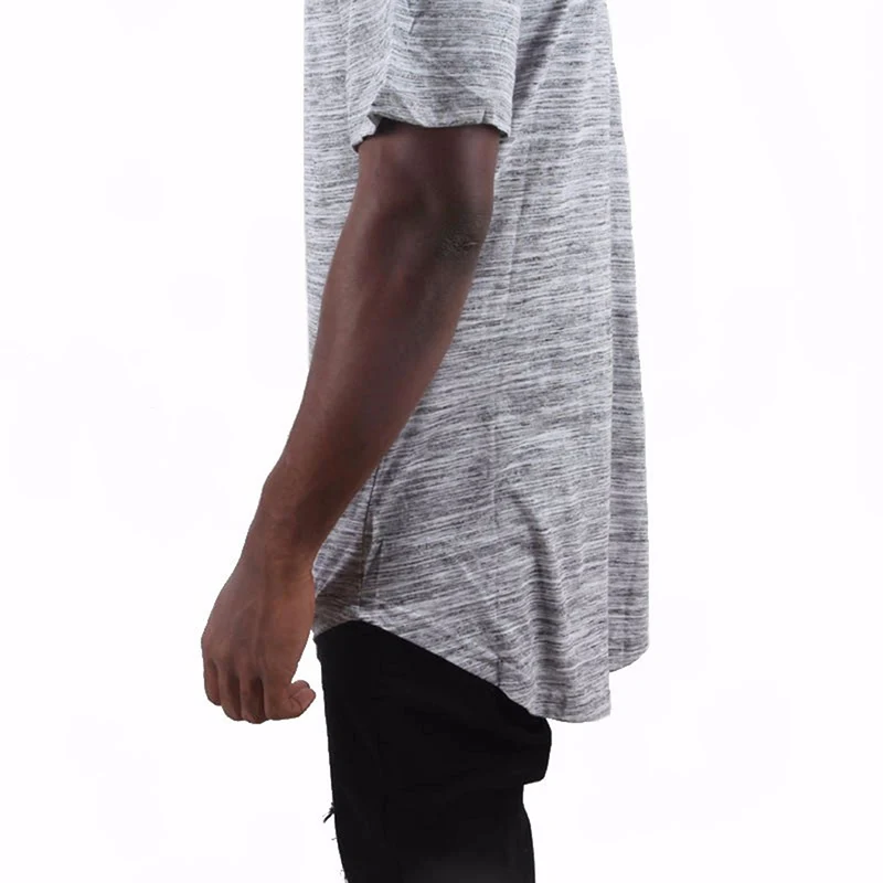 Новинка Мужская футболка модная с изогнутым подолом летняя короткий рукав