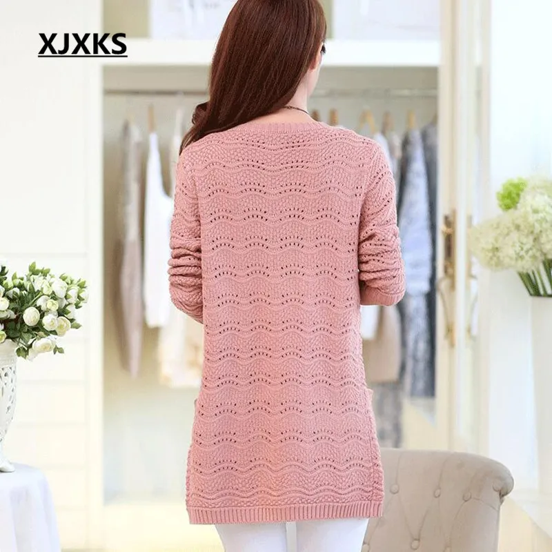 Новинка 2017 года осенний свитер в Корейском стиле Длинный свободный кардиган