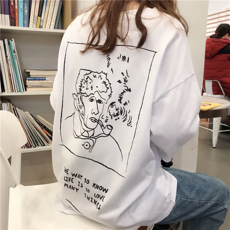 Korobov 2019 Лето Новое поступление Винтажная футболка с О образным вырезом Женская