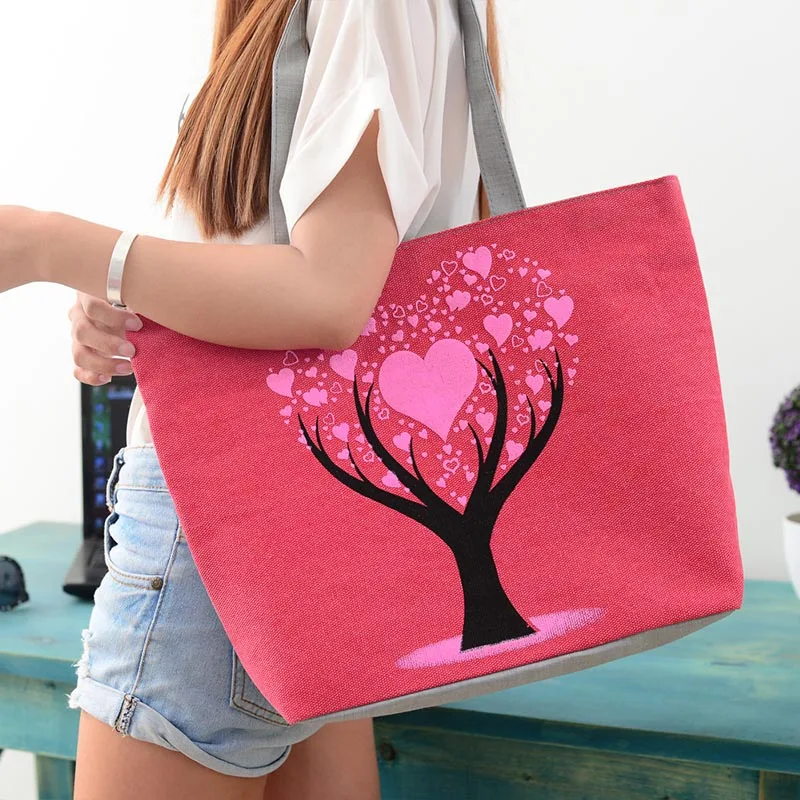 2017 Горячая Распродажа Холщовая Сумка Love Tree школьная сумка для девочек женские