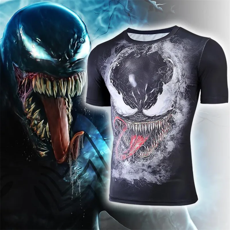 Лидер продаж; Новинка; костюм из фильма «Человек-паук», «Веном», «Eddie Brock Armor»; костюмы для косплея; быстросохнущие колготки; футболка с коротким рукавом; модная мужская одежда