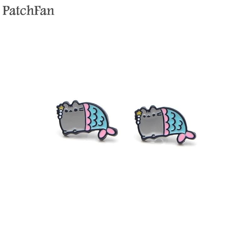 Patchfan с мультяшным котом Шарм Мультяшные сережки эмаль очаровательные милые