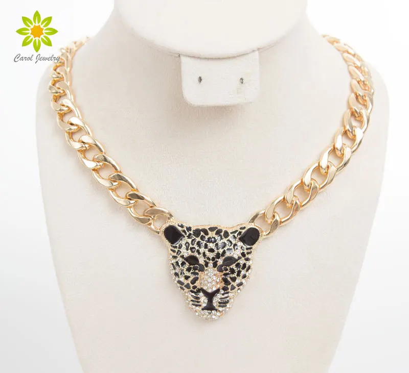 Крутая голова леопарда ожерелье для женщин новый модный костюм золотого цвета