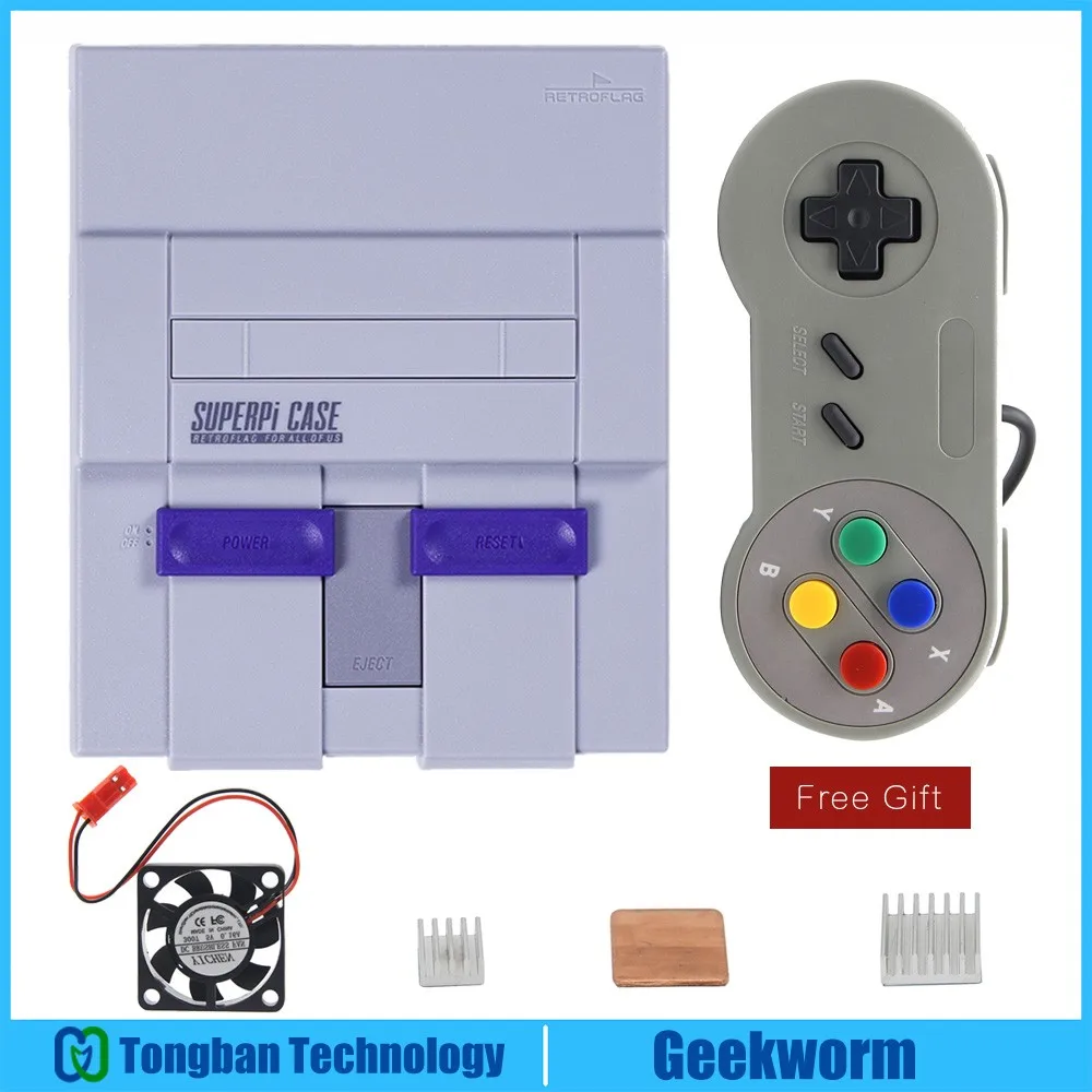 Bundle 1 Retroflag SUPERPi чехол NESPi консоль U чехол с USB контроллер геймпад+ радиаторы+ Вентилятор Комплект для Raspberry Pi 3 Model B+(плюс), 3B - Цвет: Bundle 1