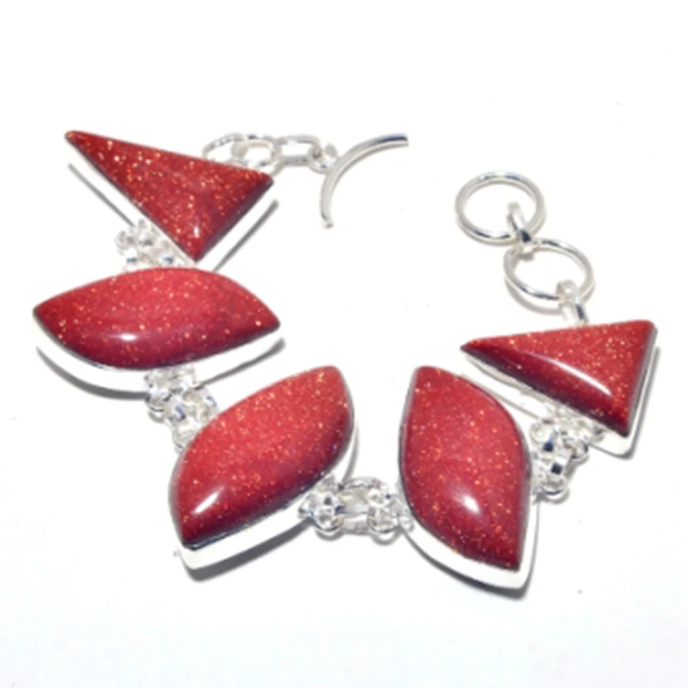 

Sunstone Bracelet Silver Overlay over Copper, 19.2 cm , B3748