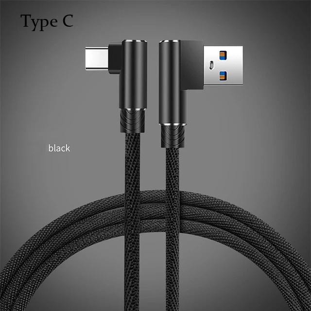 Черный Тип usb C кабель, Suntaiho l-образный USB C кабель для Xiaomi mi9 быстро Зарядное устройство кабель для передачи данных для huawei P20 Pro samsung Galaxy S9 S8 - Цвет: Черный