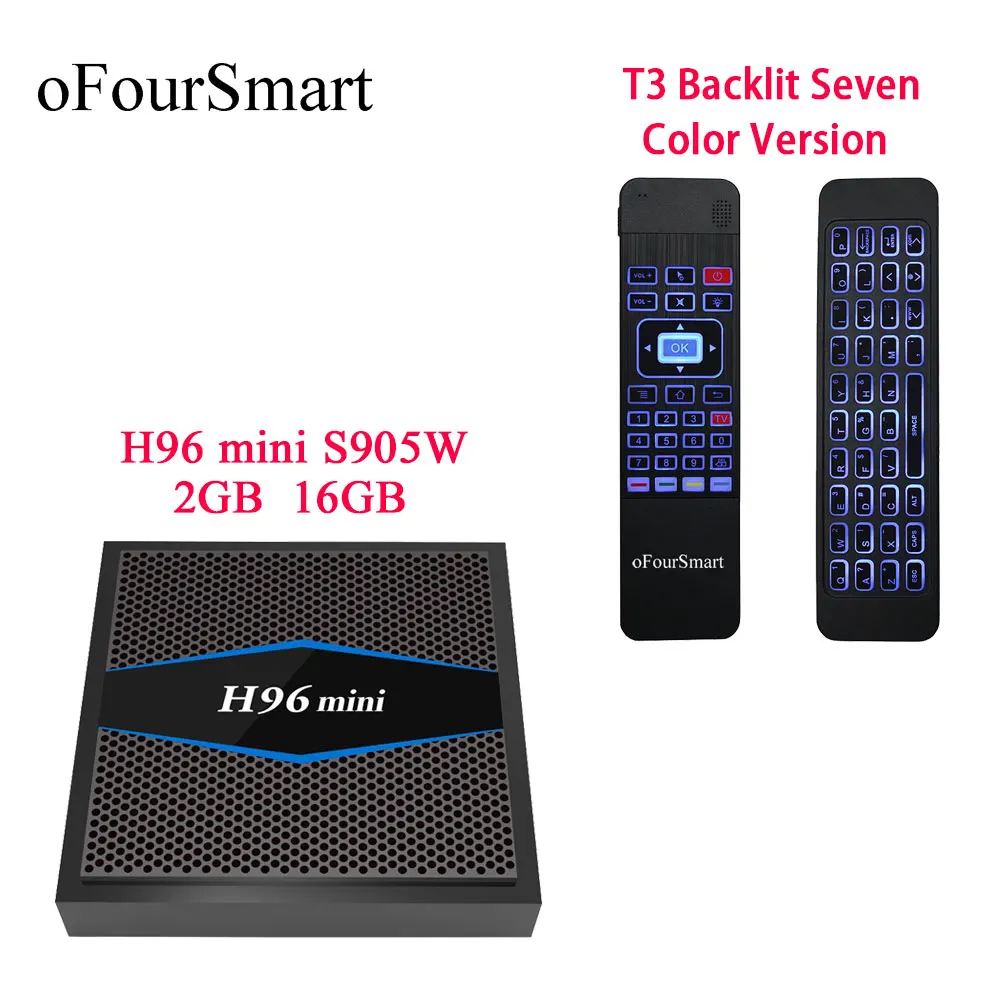 Android 7 1 tv box 4k H96 Mini 2 4g + 5g WIFI Поддержка AV USB HD с T3-C Цветной подсветкой Fly Air Mouse |