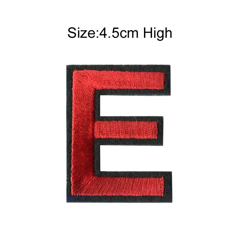 1PC A-Z 0-9 Red Arial English Alphabet Letteres Mixed Embroidered Iron On Patches Sew on bagde  For Clothes Bag Pant(45MM high) images - 6