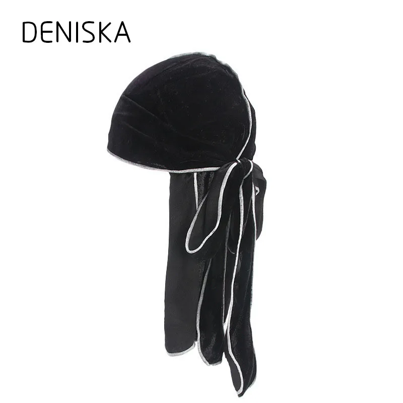 Дениска новый роскошный Для мужчин бархат Durags Бандана тюрбан шляпы парики ДУ Durag
