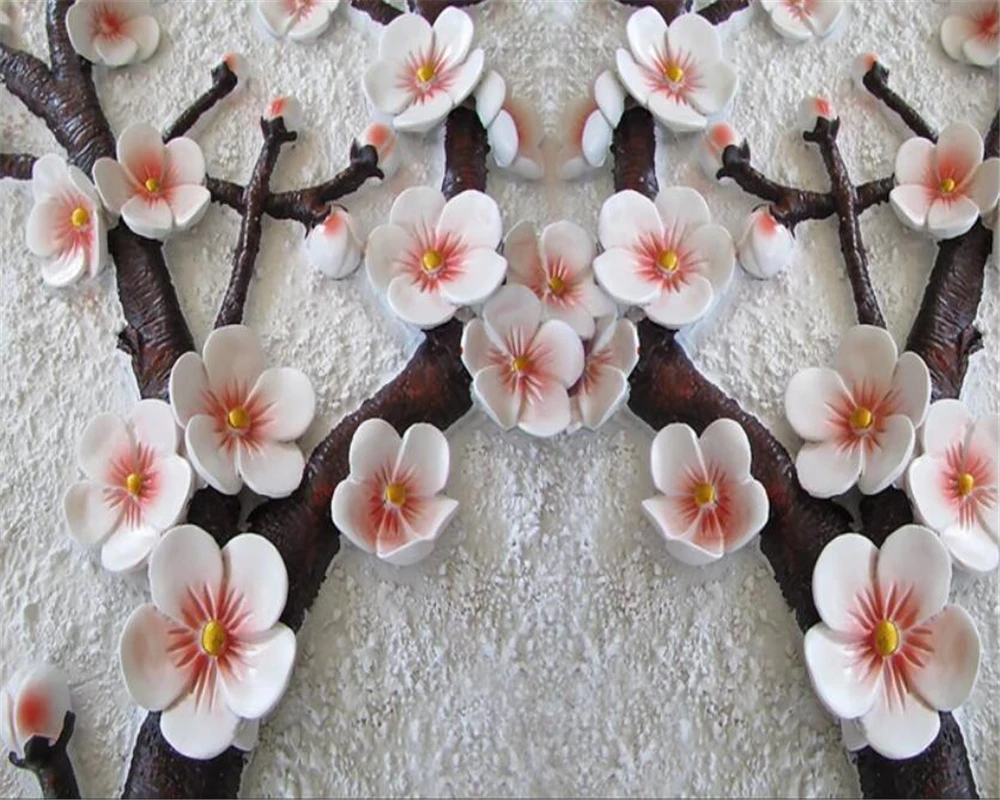 Wellyu papel де parede пользовательские обои 3d фото фрески рельеф цветок сливы диван фон