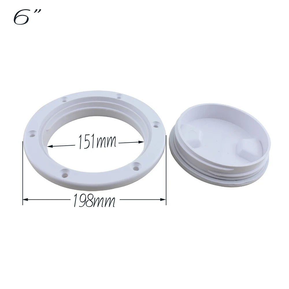 

6" Marine ABS Deck Inspection Access Hatch Cover Boat Anti-corrosive Screw Out White Round Plate 1pc 6"