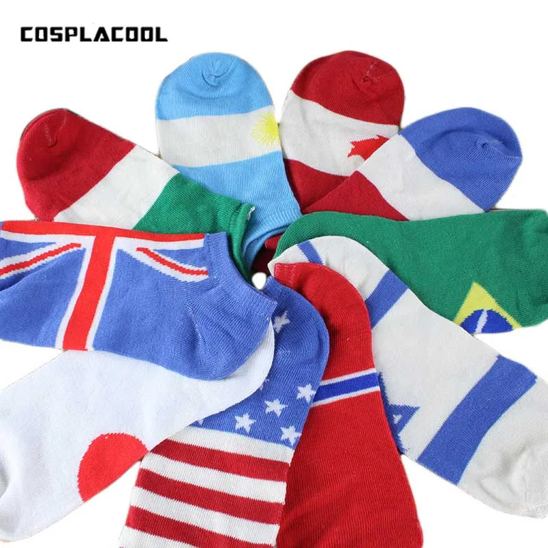 Носки [COSPLACOOL] мужские хлопковые с абстрактным рисунком 10 стран и государственным