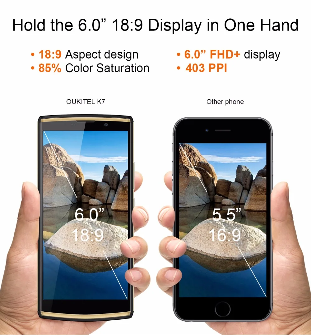 Oukitel K7 18:9 полный Дисплей 6 0 ''FHD телефон 4 ГБ Оперативная память 64 Встроенная MT6750T