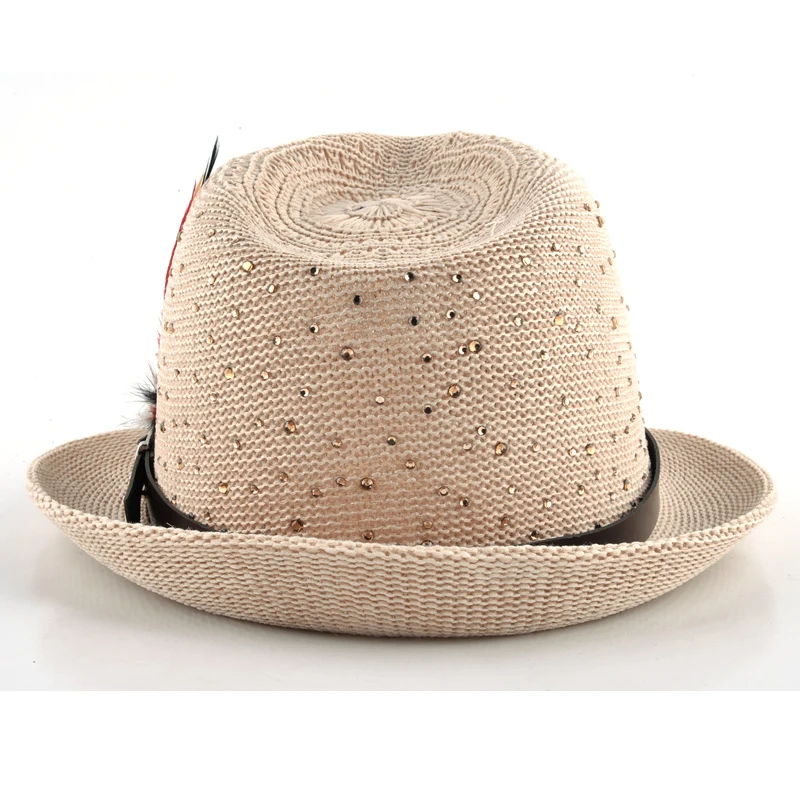 Модная летняя Мужская панама соломенная панамка Для мужчин солнце пляж перо