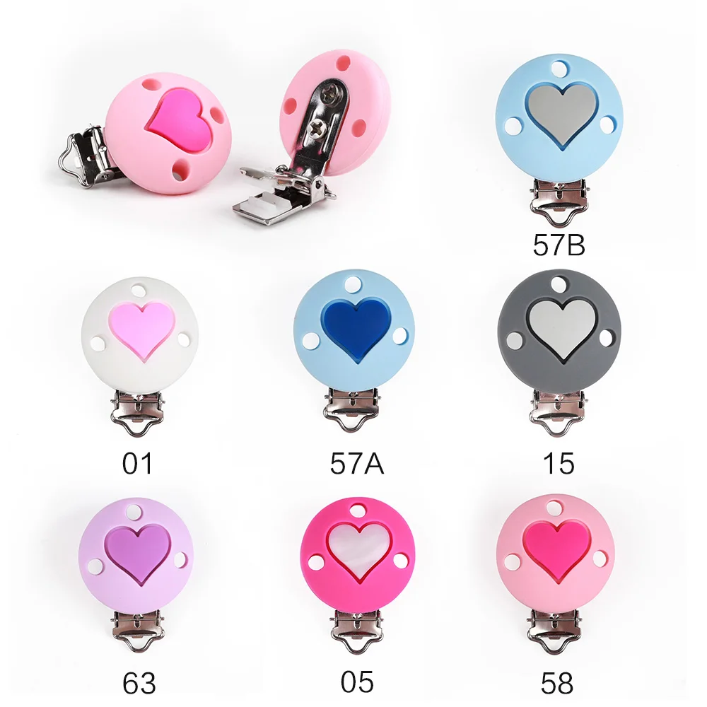 1шт Клипсы для соски из силикона в форме сердца для самостоятельного изготовления зубных игрушек аксессуаров для детского зубогрызки металлического держателя на.