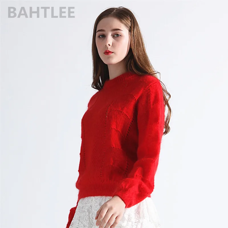 Осенние женские пуловеры BAHTLEE из мохера и фенима свитер благородный стиль модный