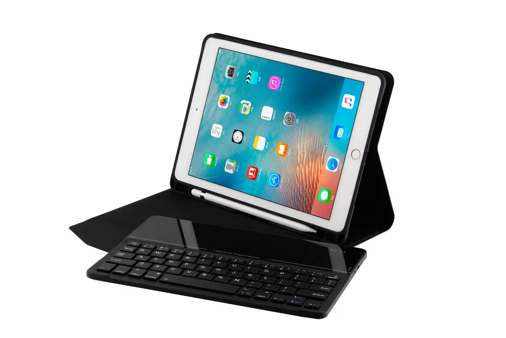 Разделяемый беспроводной Bluetooth кожаный держатель для клавиатуры смарт чехол Apple