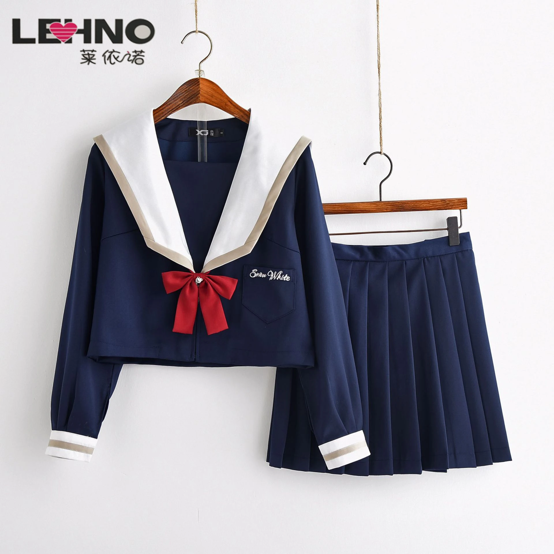 

Japanese JK School Girl Uniform Sailor Suit with Long Sleeves and Letters