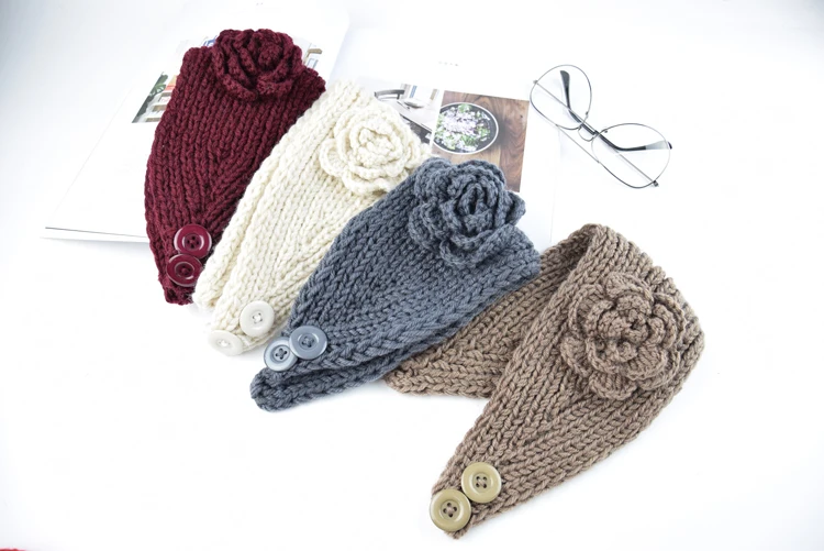 Модная зимняя теплая вязаная повязка на уши головной убор тюрбан для женщин и девочек аксессуары для волос крючком головной убор VEseven.