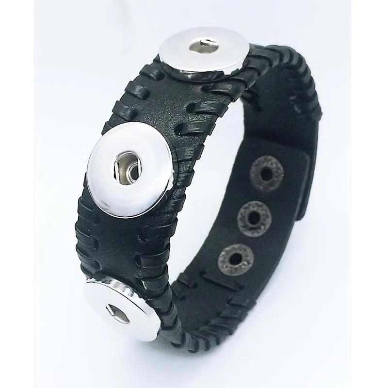 Женский браслет из натуральной кожи ручной работы 12 мм 18 мм|18mm snap button jewelry|snap