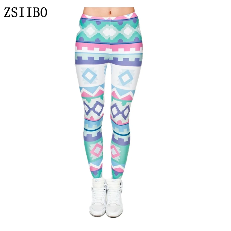 ZSIIBO Осенние леггинсы черные синие и фиолетовые предметы с принтом Женские