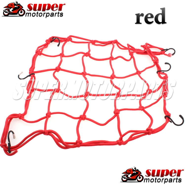 Motorcycle 6 Hooks Hold down Fuel Tank Luggage Net Mesh Web Bungee RED BLACK BLUE YELLOW |