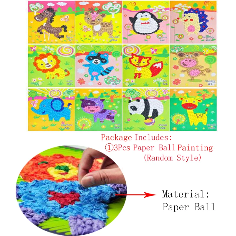 3P Paper Ball Random DIY креативные помпоны мяч или бумажные наклейки мультипликационный рисунок игрушки детские искусство и ремесла Обучающие Развивающие игрушки для детей ZXH - Цвет: 3P Paper Ball Random