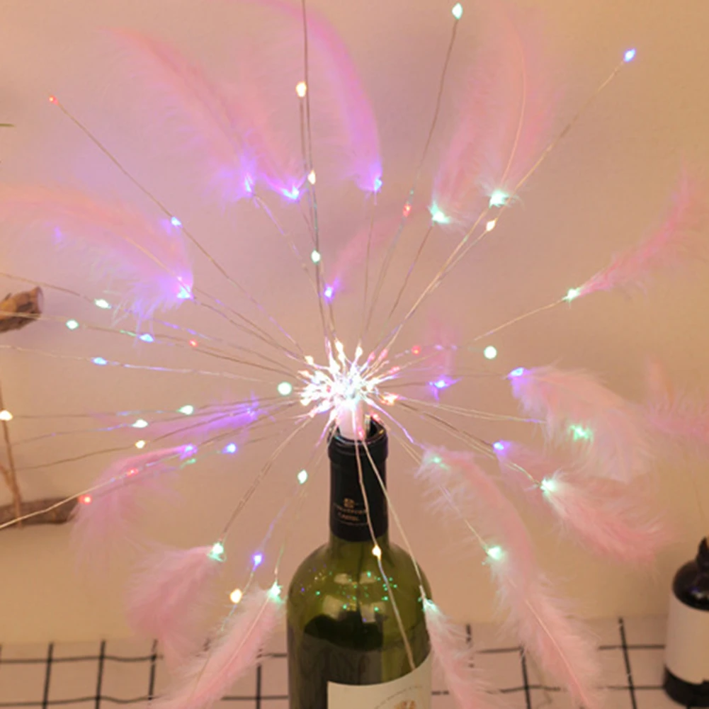 DIY Feather Fireworks LED Night Light String Remote Control USB Warm | Лампы и освещение