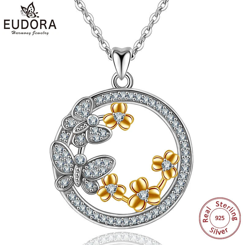 Уникальное ожерелье EUDORA из стерлингового серебра 925 пробы с кулоном в виде
