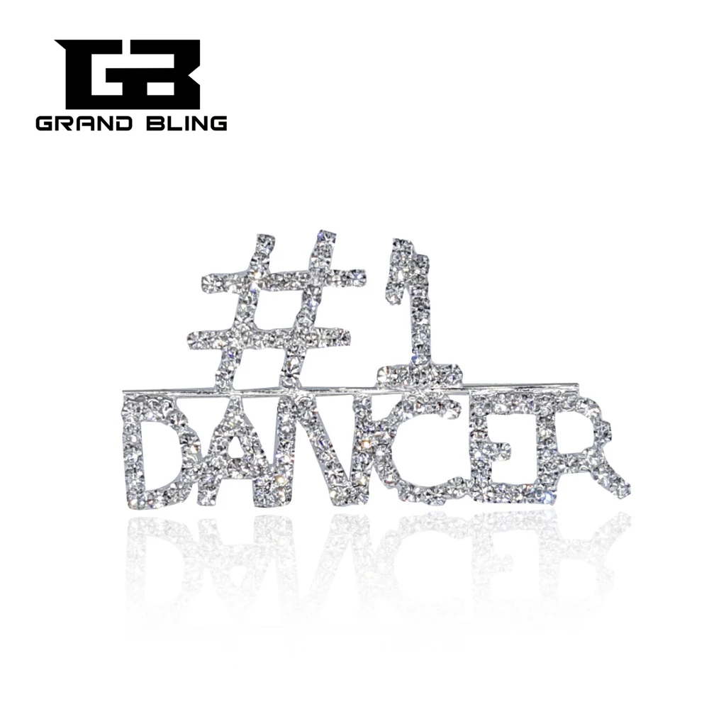 Серебряный цвет стразы брошь &quot#1 танцор&quot булавка для танцевальных