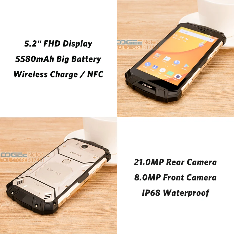 DOOGEE S60 водонепроницаемый смартфон с IP68 Android 7 0 5 2 &quotFHD Helio P25 Восьмиядерный 6 ГБ 64 21MP
