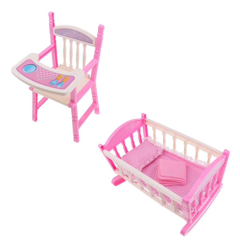 Кукла Детская Мебель для малышей Playset-ABS высокий стул колыбель кровать кроватка Reborn кровать набор малыш обеденный стул аксессуары