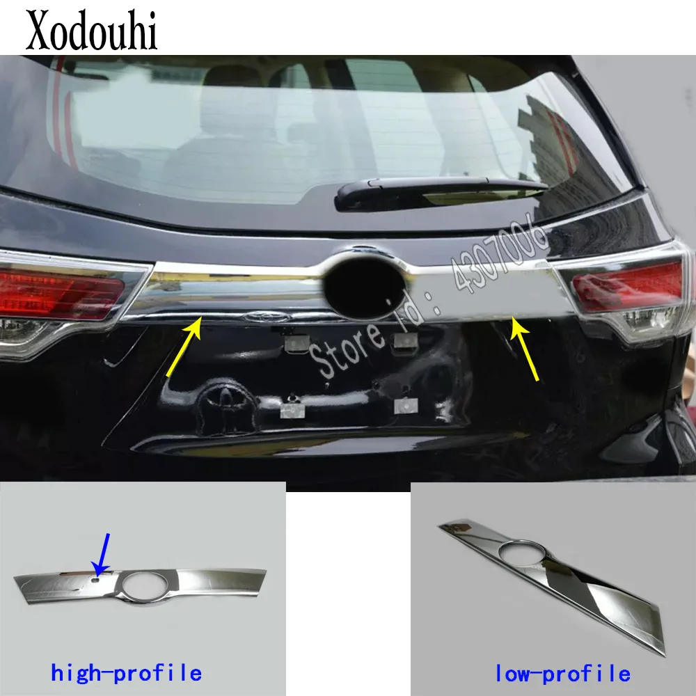 

For Toyota Highlander 2018 2019 2020 Car ABS Chrome Rear Door License Tailgate Bumper Frame Plate Trim Trunk Moulding Hoods 1pcs
