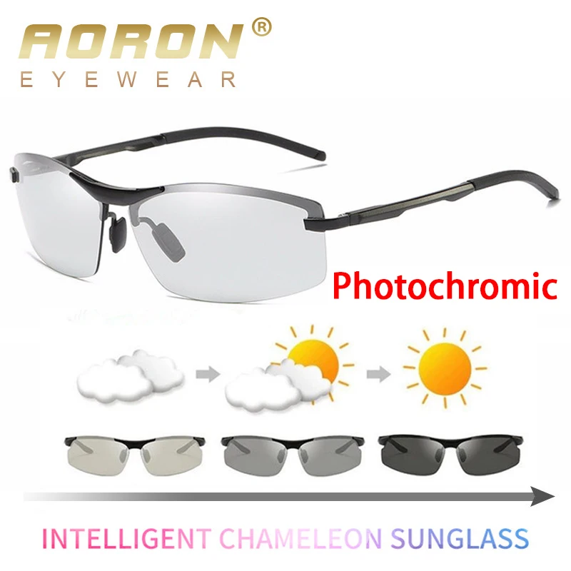 Мужские фотохромные солнцезащитные очки AORON поляризационные высококачественные