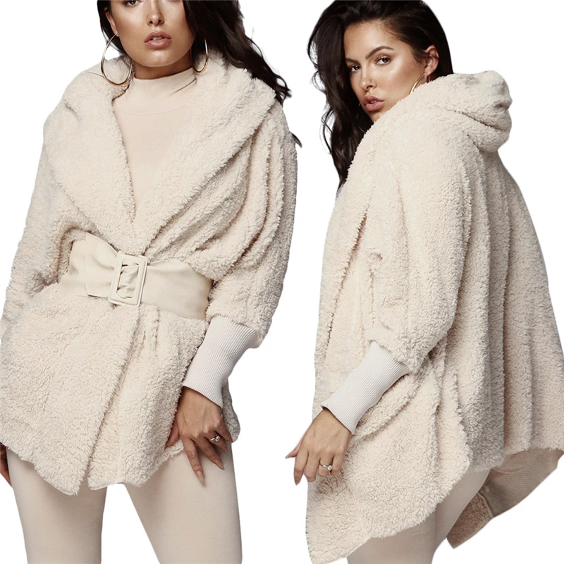 

Adogirl Women Fleece Plush Casual Two Piece Set Long Sleeve Hooded Cardigan Coat Autumn Winter Outwear + Shorts Fashion Outfits